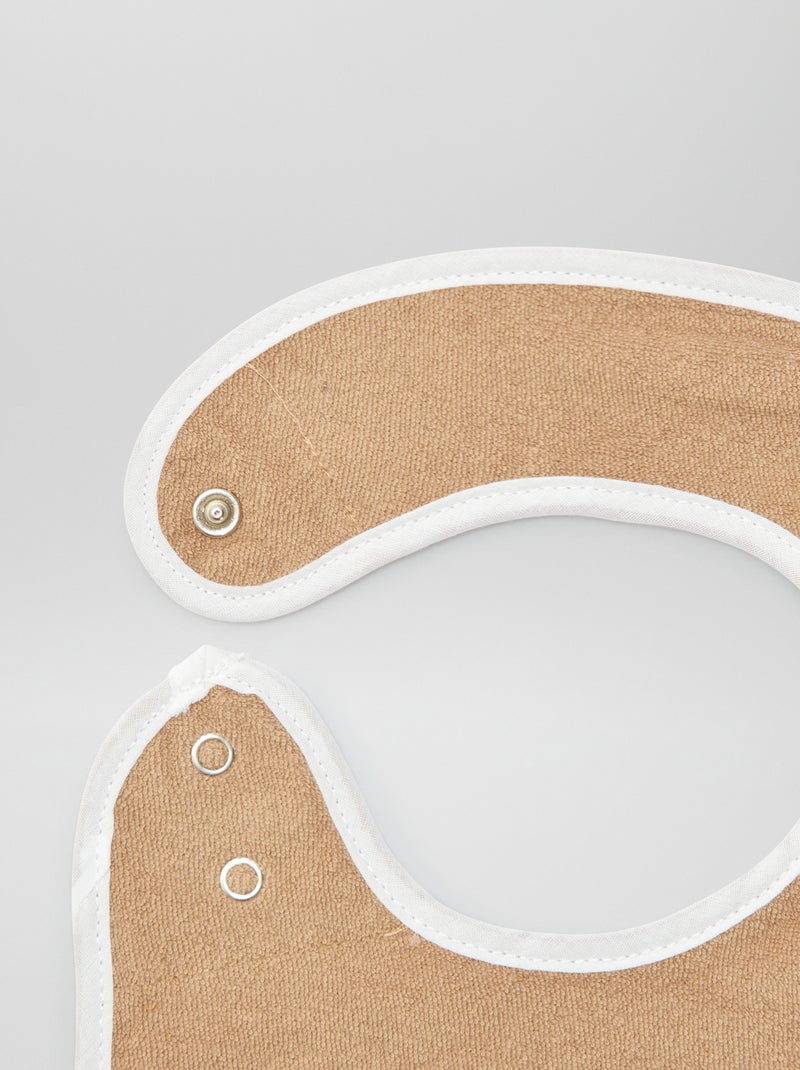 5 bavoirs à l'imprimés fantaisies à fermeture pressionnées MARRON - Kiabi