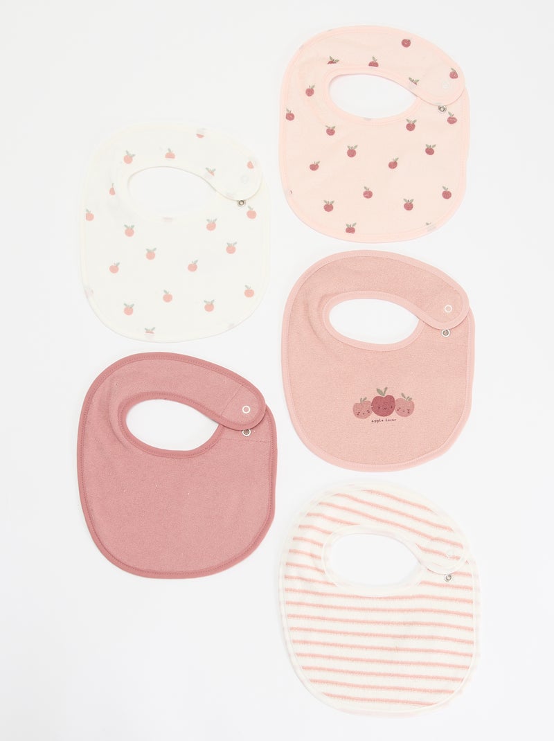 5 Lätzchen mit verspielten Prints und Druckknopfverschluss Rosa - Kiabi
