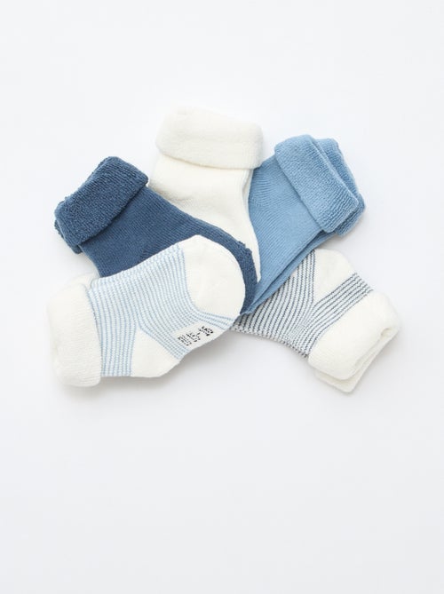 5-Pack of Cotton Socks with Rolled Cuffs - Kiabi