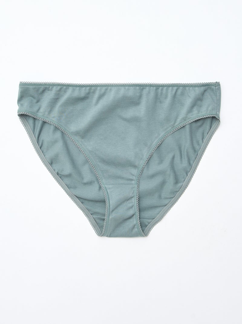 5-pack of plain cotton briefs Green - Kiabi