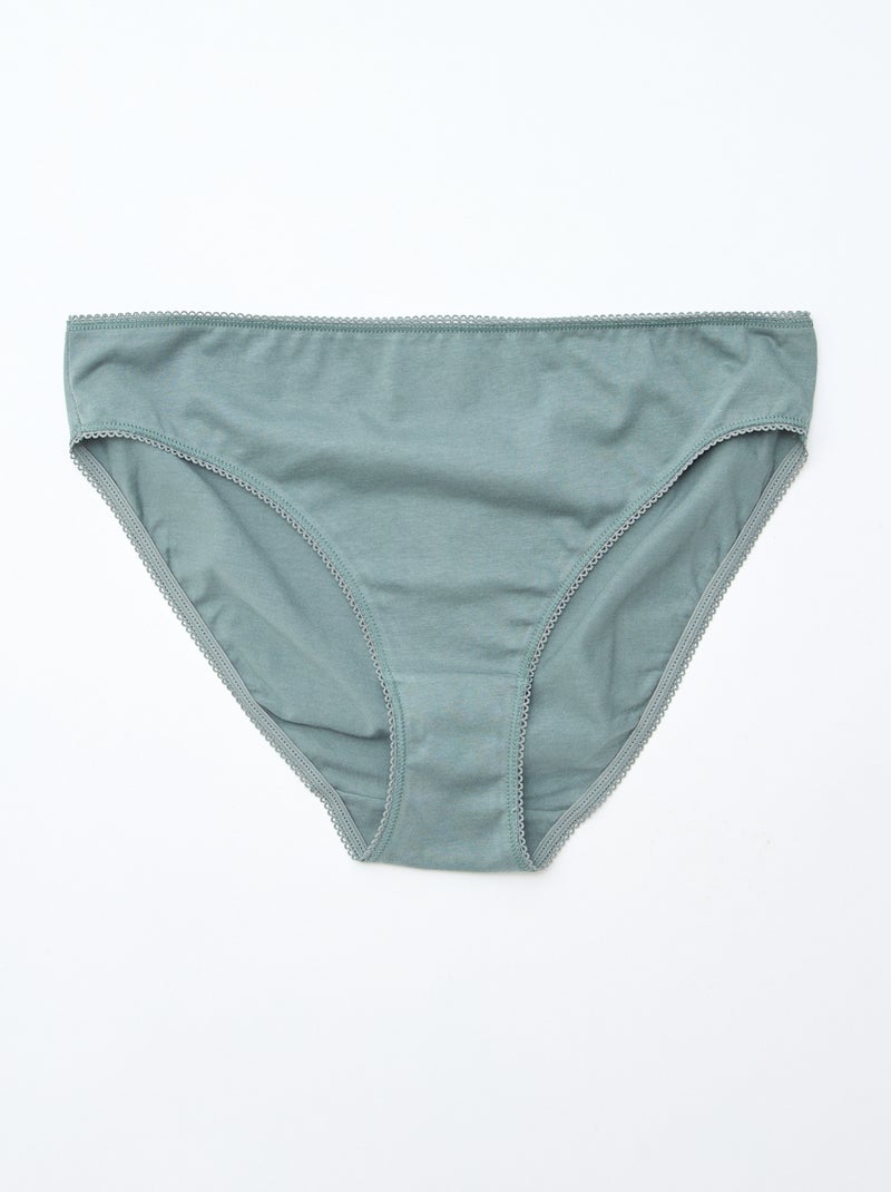 5-pack of plain cotton briefs Green - Kiabi