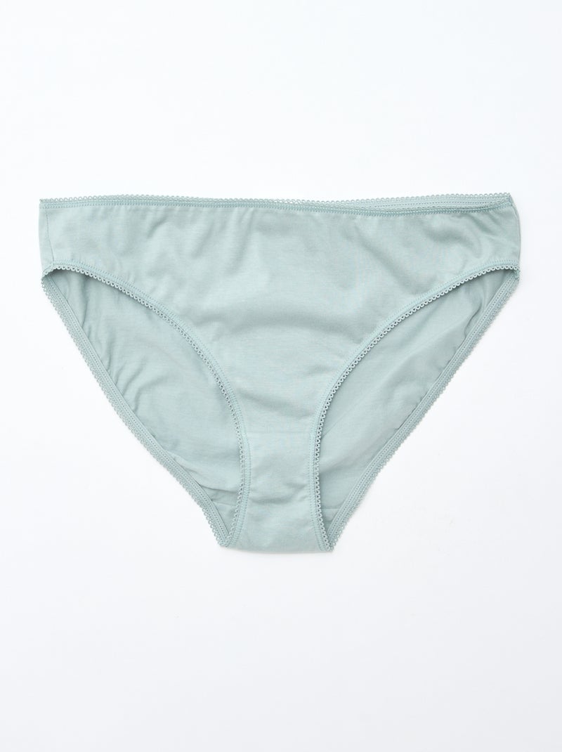 5-pack of plain cotton briefs Green - Kiabi