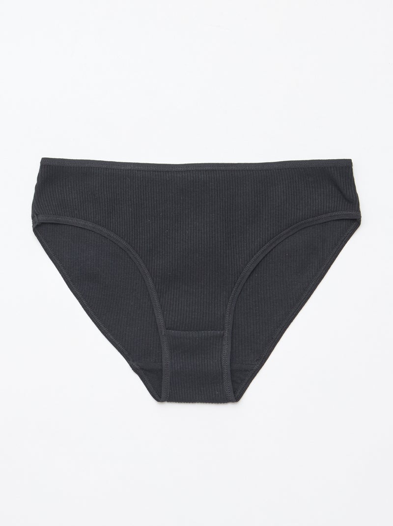 5-Pack Ribbed Knit Briefs Black - Kiabi