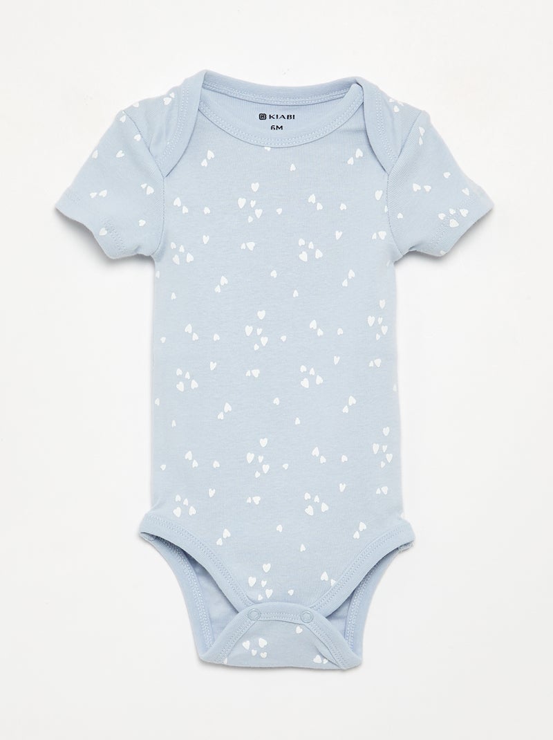 5-Pack Short-Sleeve Cotton Bodysuits Blue - Kiabi