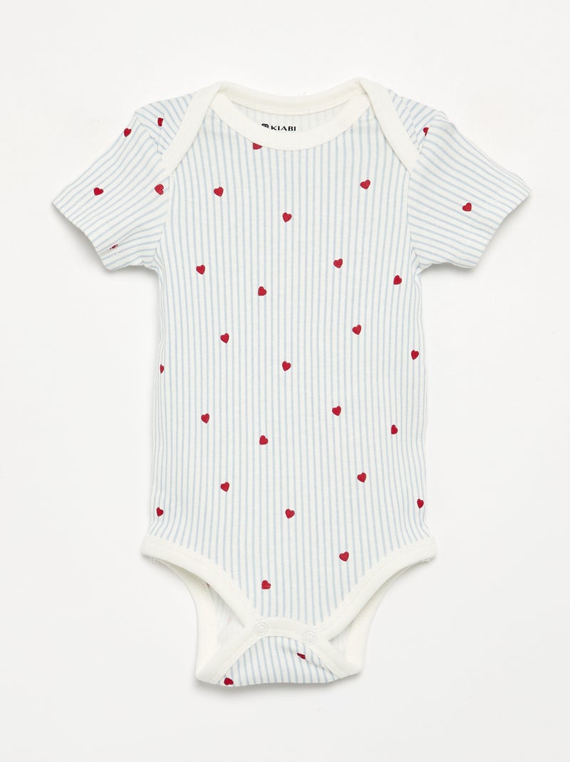 5-Pack Short-Sleeve Cotton Bodysuits Blue - Kiabi