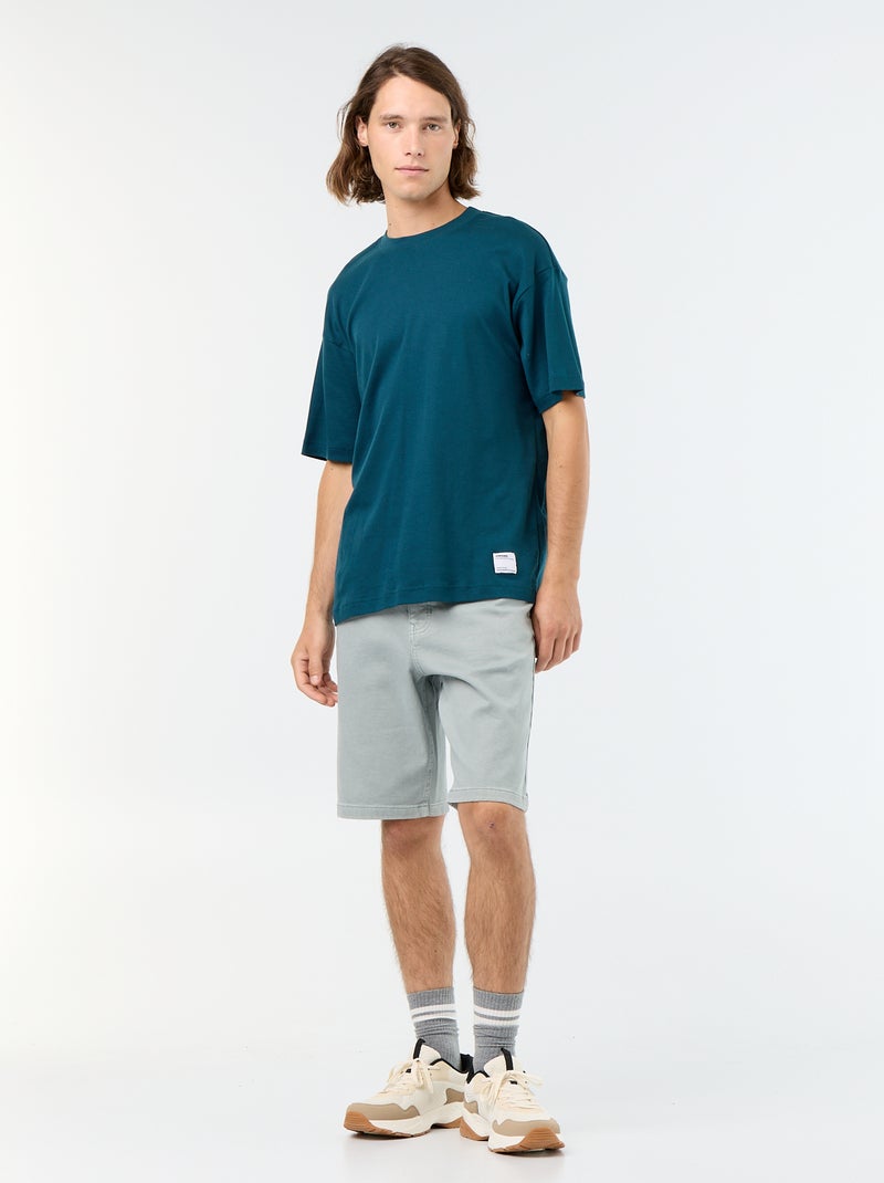 5-pocket denim Bermuda shorts Green - Kiabi