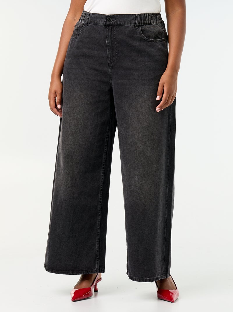 5-pocket super wide leg jeans Black - Kiabi
