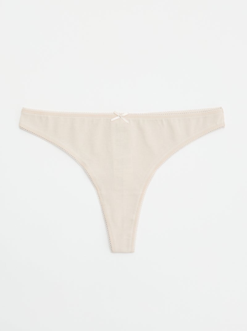 5er-Pack Baumwoll-Tangas Beige - Kiabi