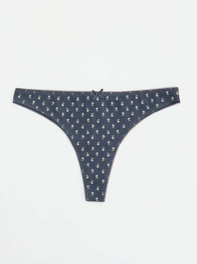 5er-Pack Baumwoll-Tangas Blau - Kiabi