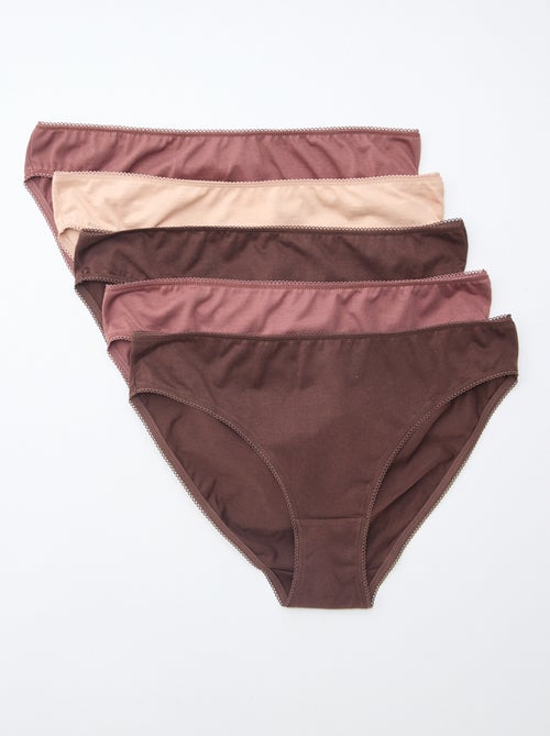 5er-Pack einfarbige Baumwollslips - Kiabi