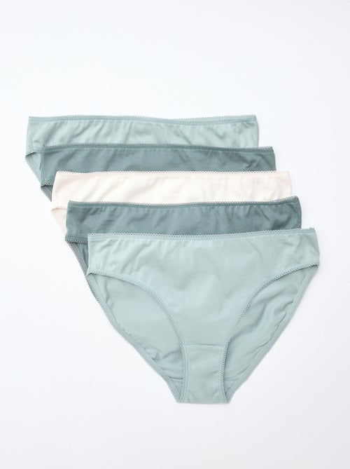 5er-Pack einfarbige Baumwollslips - Kiabi