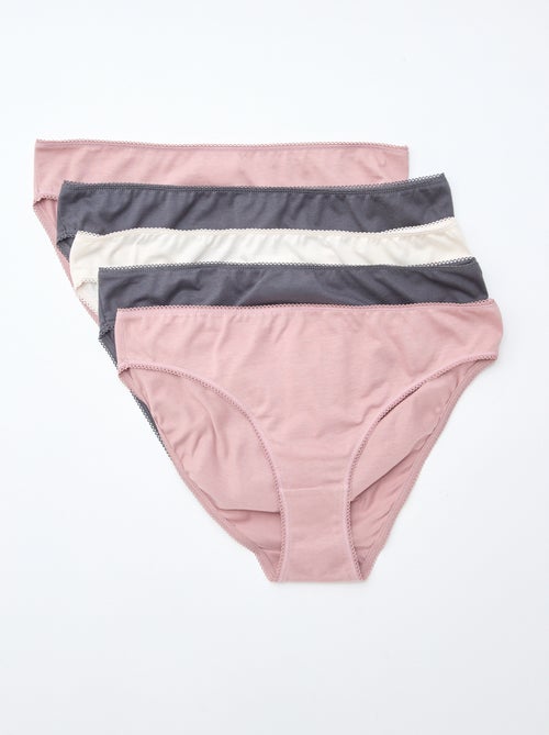 5er-Pack einfarbige Baumwollslips - Kiabi