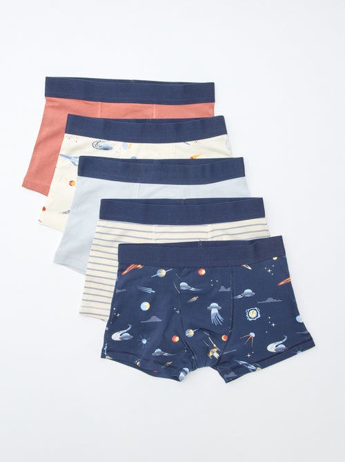 5er-Pack einfarbige und bedruckte Boxershorts - Kiabi