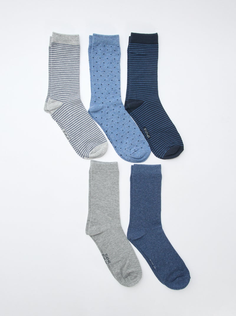 5er-Pack gemusterte Socken Blau - Kiabi