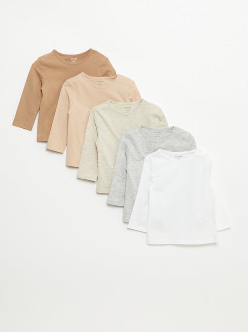 5er-Pack langärmliger Uni-T-Shirts - Kiabi