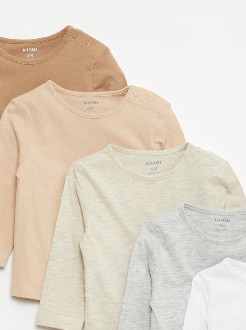 5er-Pack langärmliger Uni-T-Shirts - Kiabi
