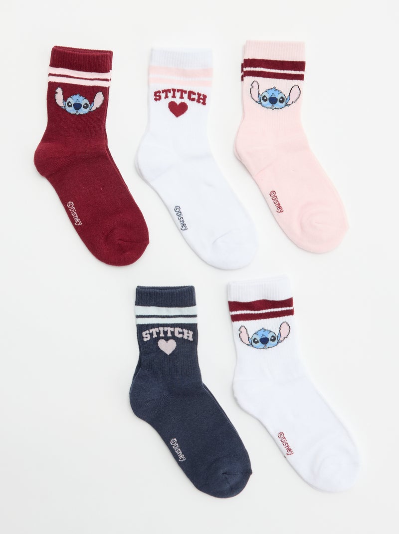 5er-Pack Socken "Stitch" "Disney" Rose - Kiabi