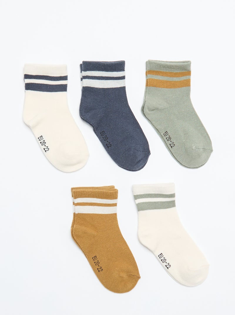5er-Pack Stretch-Strick-Socken Grün - Kiabi