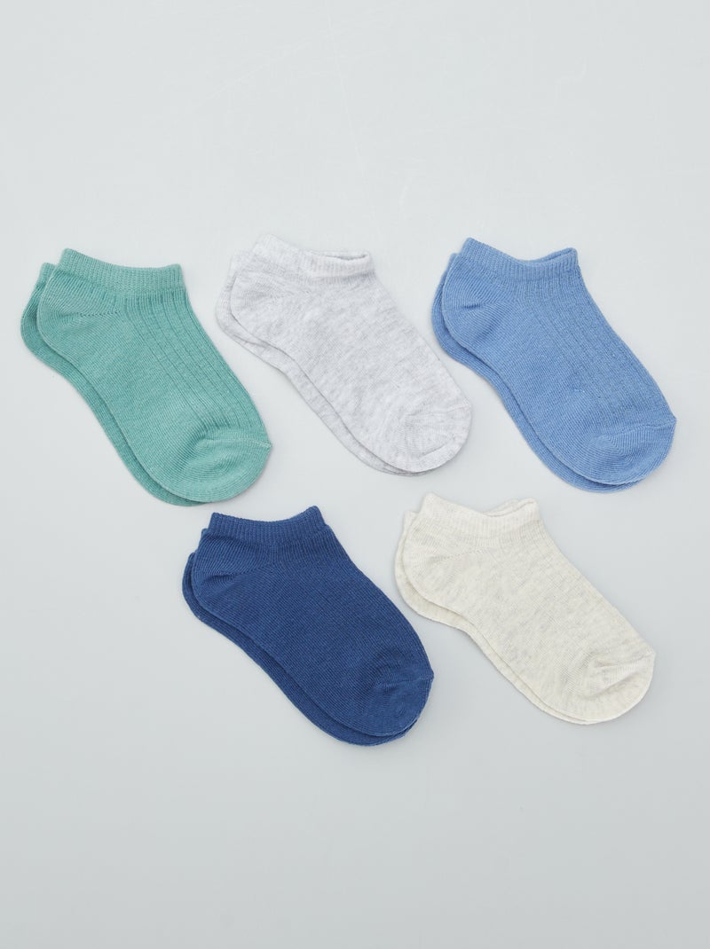 5er-Pack unsichtbare Socken Blau/Grün - Kiabi