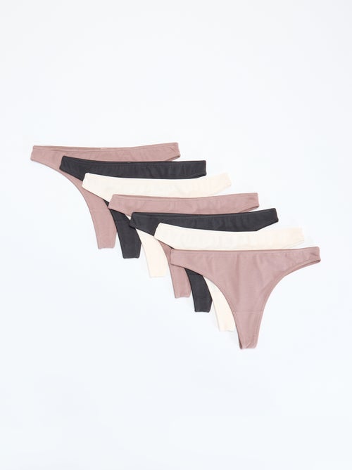 7er-Pack schwarze Tangas - Kiabi