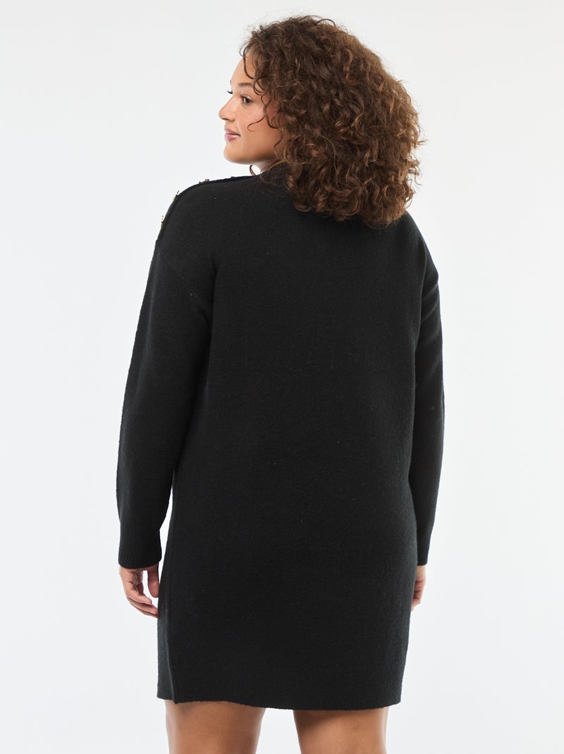 Abito a maglia con bottoni decorativi sulla spalla Nero - Kiabi