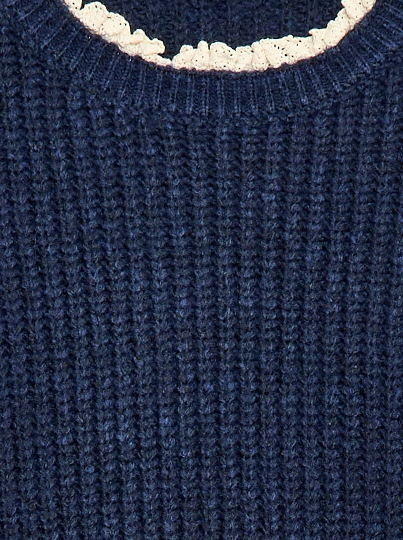 Abito a maglia con colletto in pizzo Blu - Kiabi