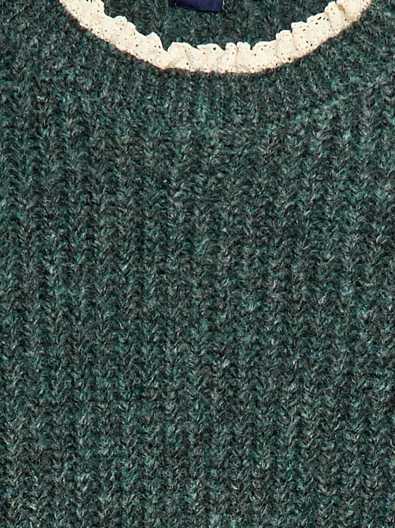 Abito a maglia con colletto in pizzo Verde - Kiabi