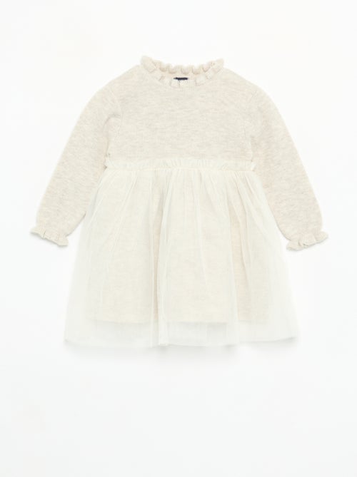 Abito a maniche lunghe in maglia e tulle - Kiabi