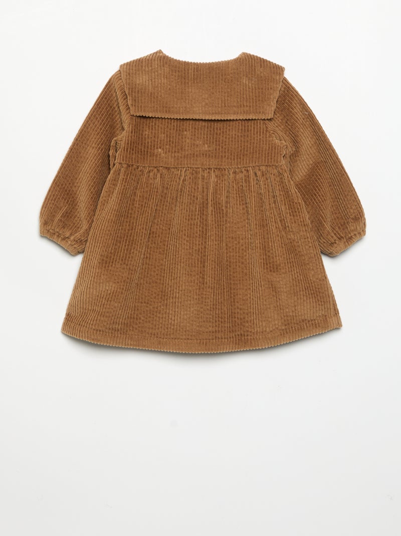 Abito a maniche lunghe in velluto Beige - Kiabi