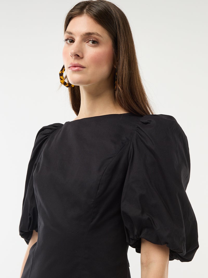 Abito a palloncino a maniche corte Nero - Kiabi