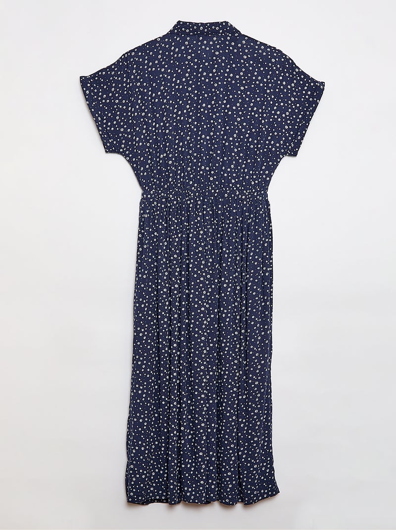 Abito camicia lungo leopardato - Facile da indossare Blu - Kiabi