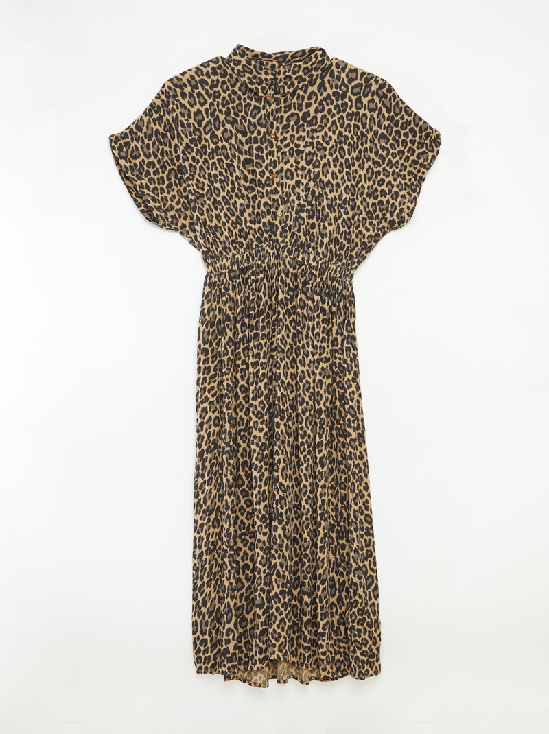 Abito chemisier lungo leopardato - collezione facile da indossare Beige - Kiabi