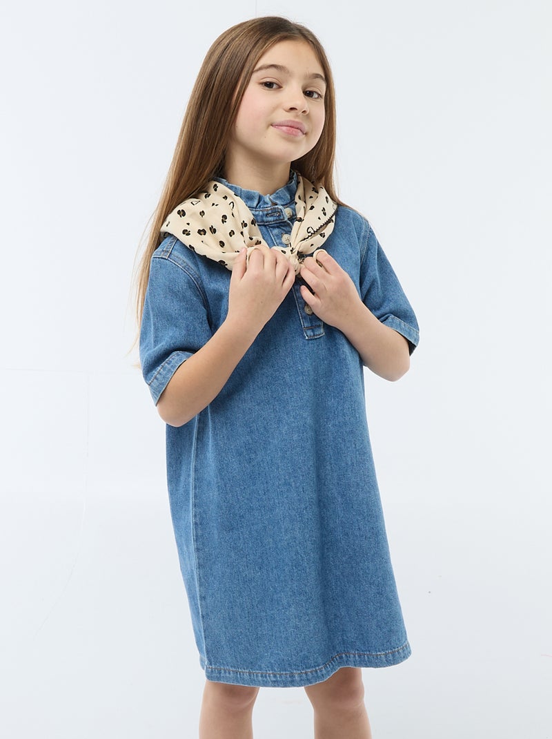Abito collo alla coreana in jeans Blu - Kiabi