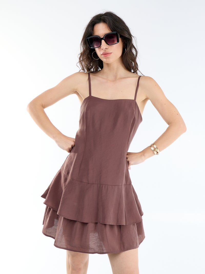 Abito corto con spalline Marrone - Kiabi