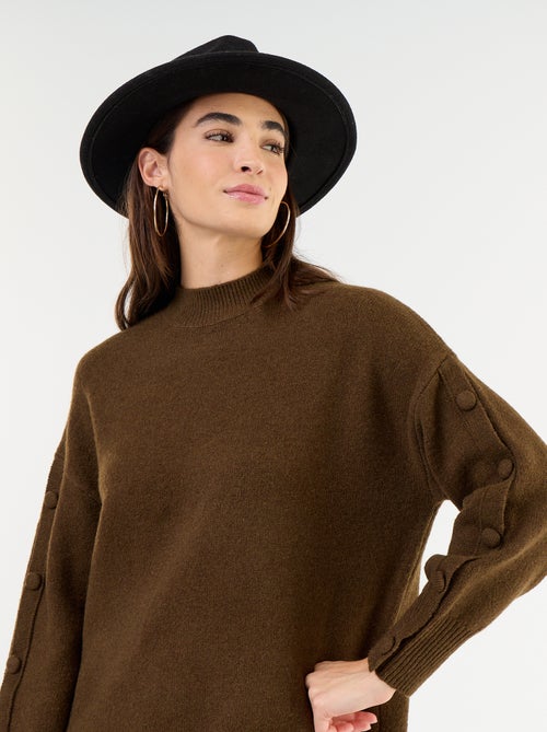 Abito corto in maglia con maniche abbottonate - Kiabi