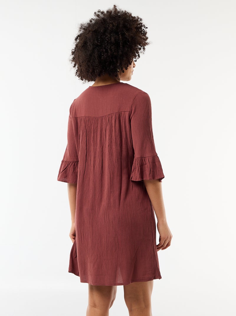 Abito da spiaggia in maglia crêpe e macramè Marrone - Kiabi