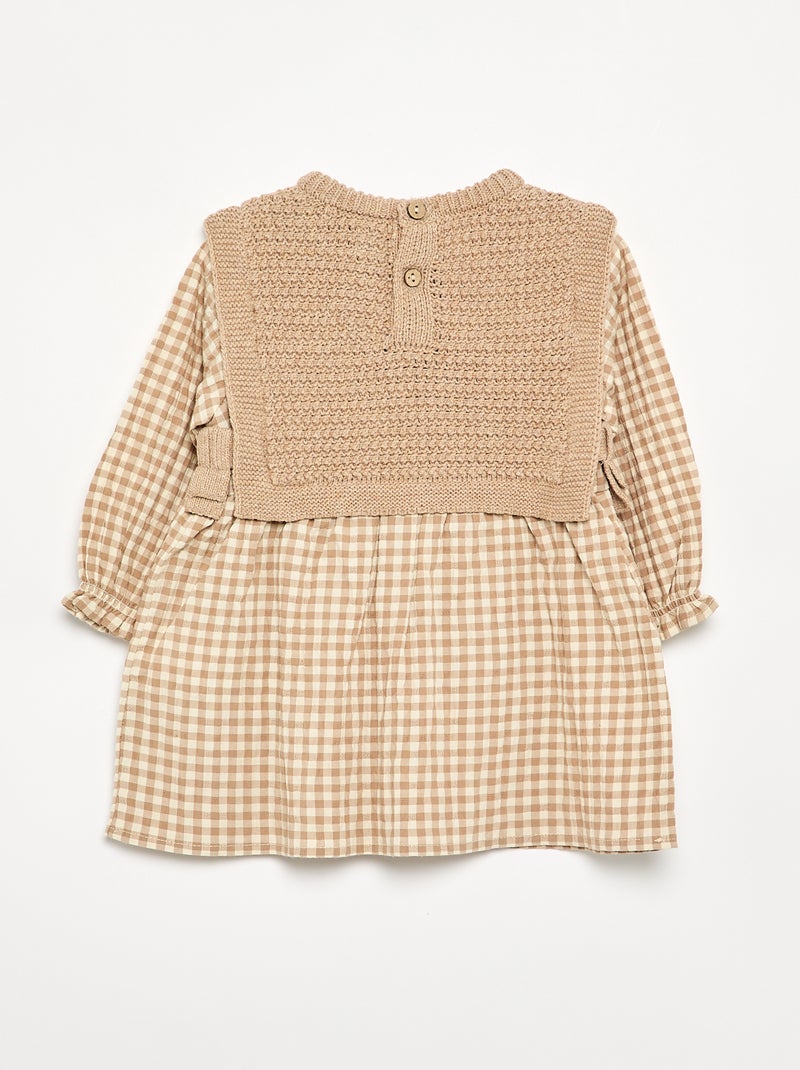 Abito effetto 2 in 1 con parte superiore in maglia Beige - Kiabi