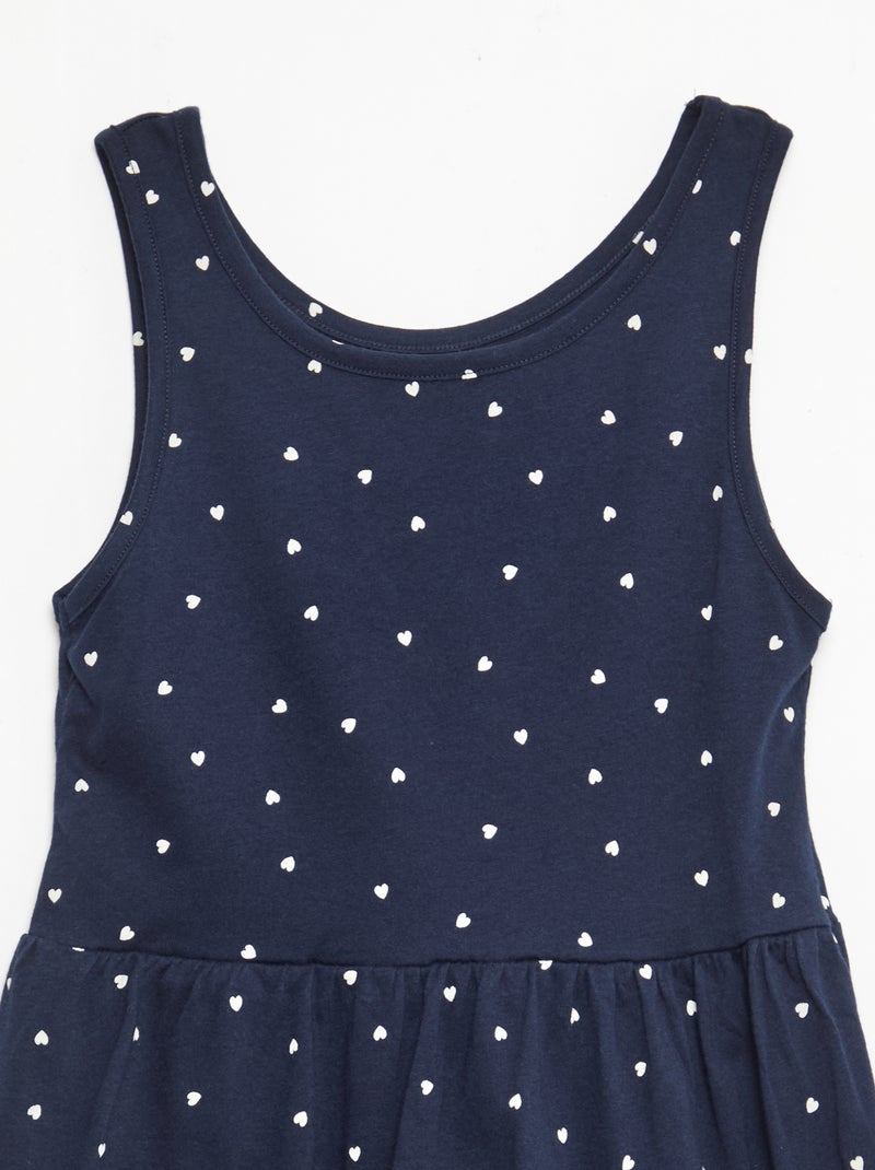 Abito in maglia leggera e sottile con spalline sottili e motivo all-over in cotone Blu - Kiabi