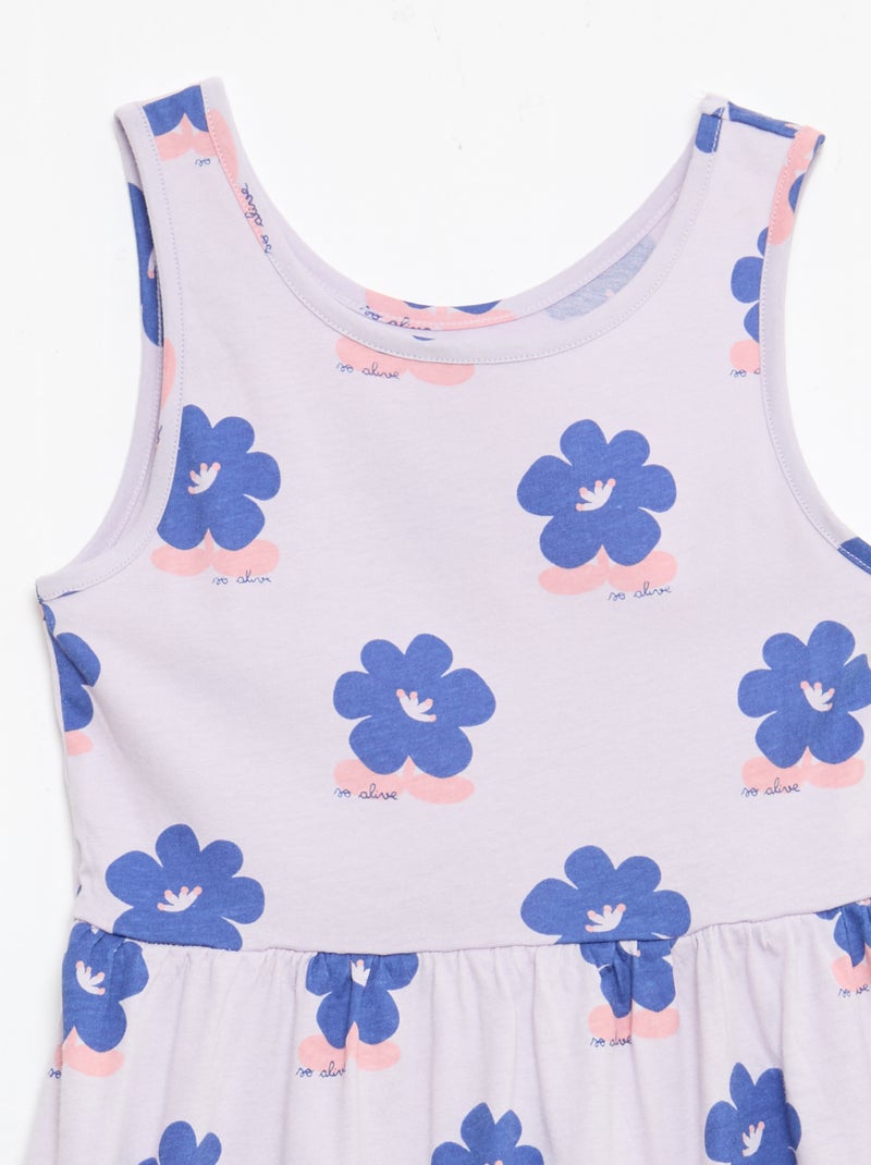 Abito in maglia leggera e sottile con spalline sottili e motivo all-over in cotone Viola - Kiabi