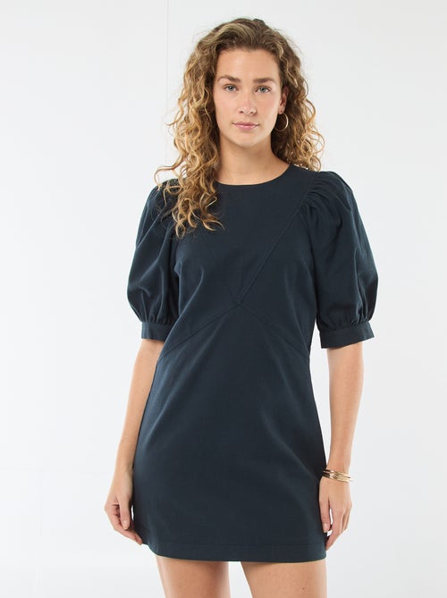 Abito in twill con maniche a sbuffo - Kiabi