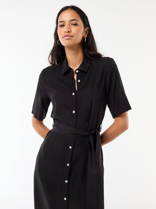 Abito lungo a camicia con cintura da annodare - Kiabi