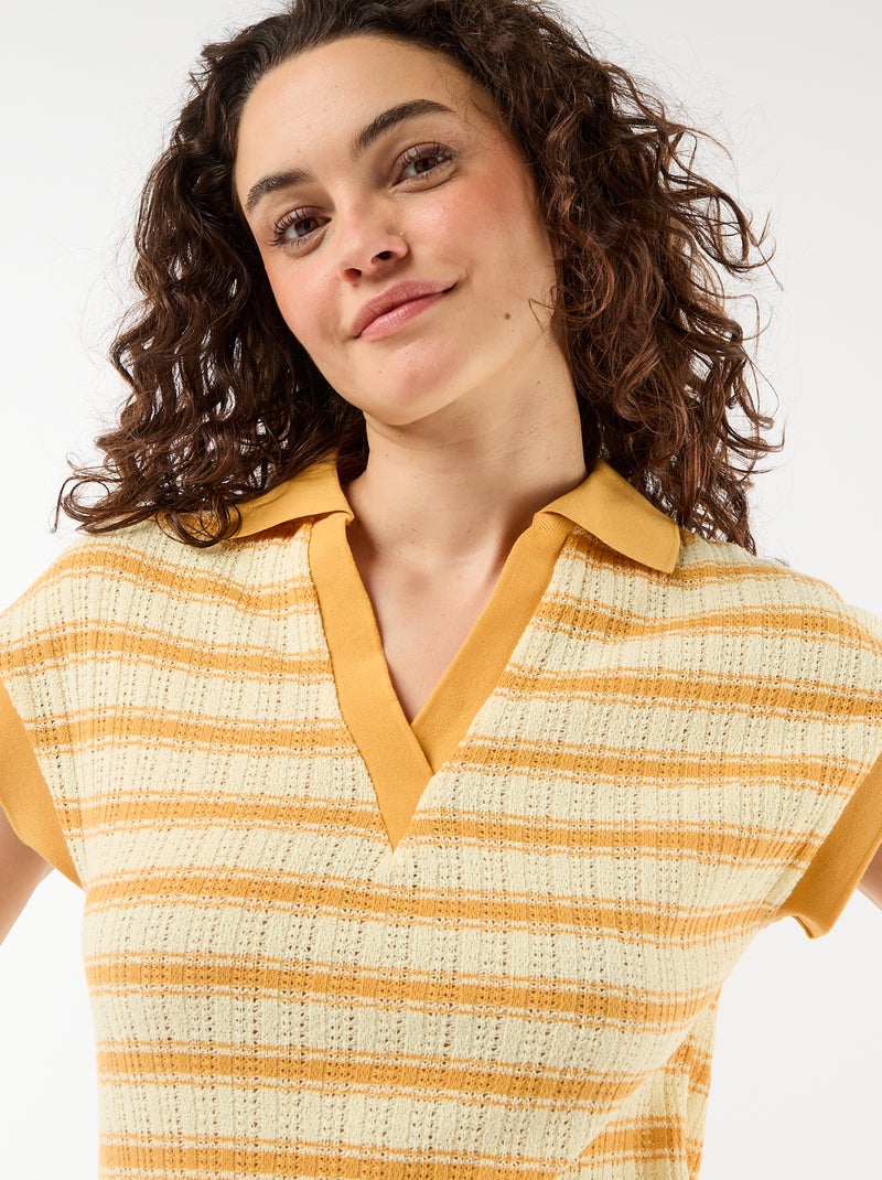 Abito lungo con collo polo Giallo - Kiabi