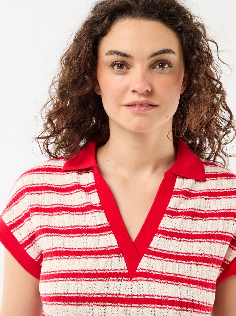 Abito lungo con collo polo Rosso - Kiabi
