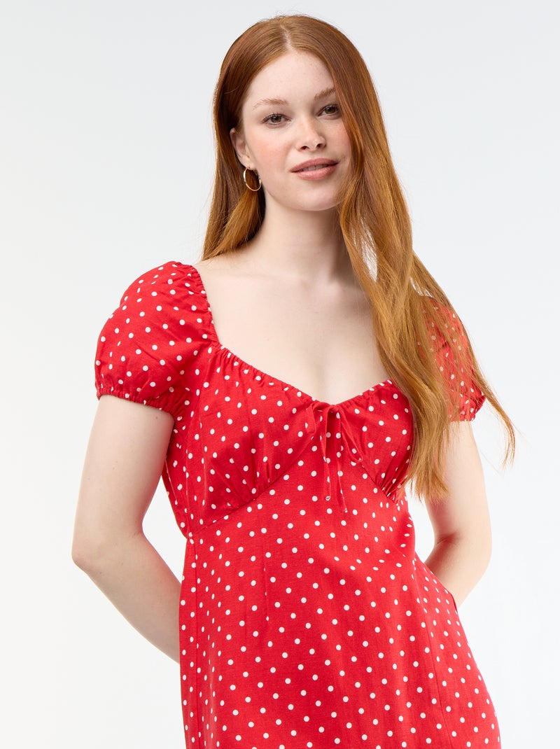 Abito lungo con scollo alla Bardot Rosso - Kiabi