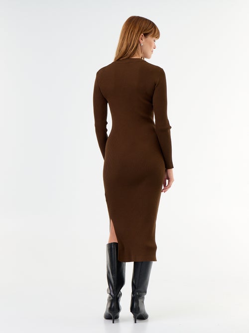 Abito lungo in maglia a costine - Kiabi