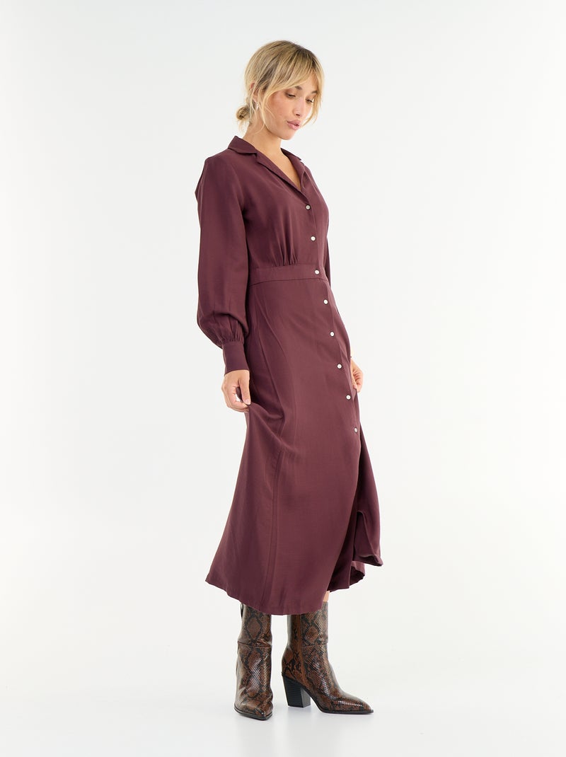 Abito lungo taglio camicia Viola - Kiabi