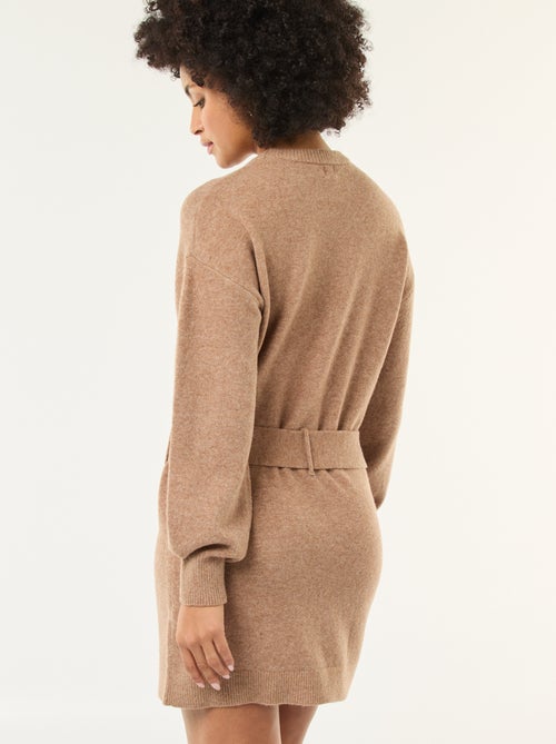 Abito maglia a maniche lunghe con cintura - Kiabi