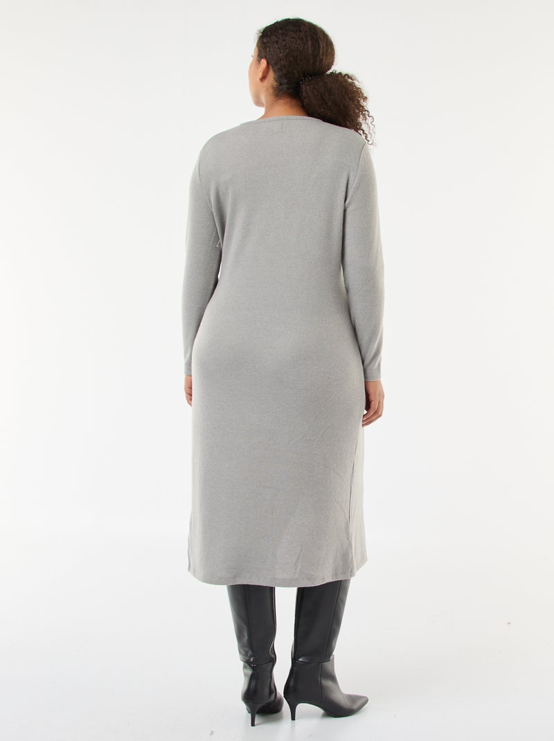 Abito midi a portafoglio in maglia Grigio - Kiabi