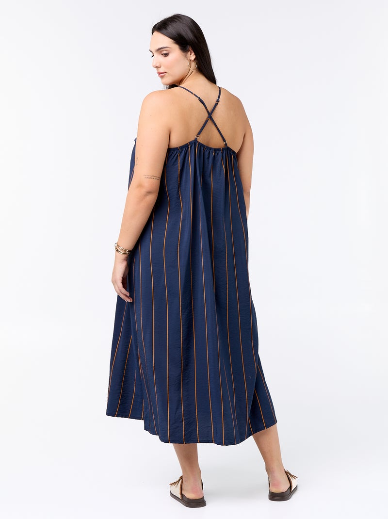 Abito midi con spalline regolabili Blu - Kiabi