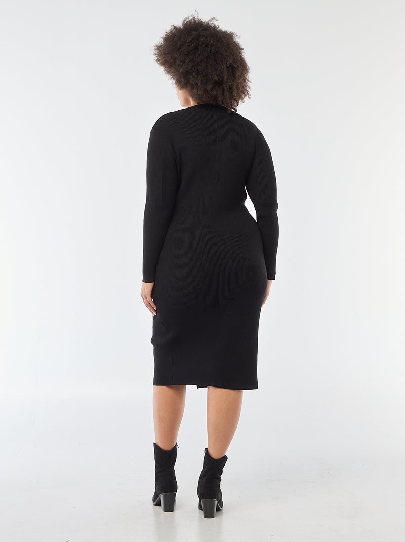 Abito midi in maglia pesante a costine stile gilet Nero - Kiabi